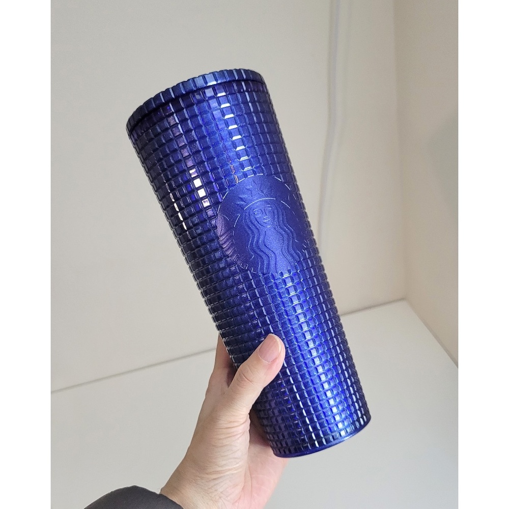 Starbucks 2023 Blueberry Glitter Pearl Grid Tumbler 24 oz Venti Cup, NO STRAW